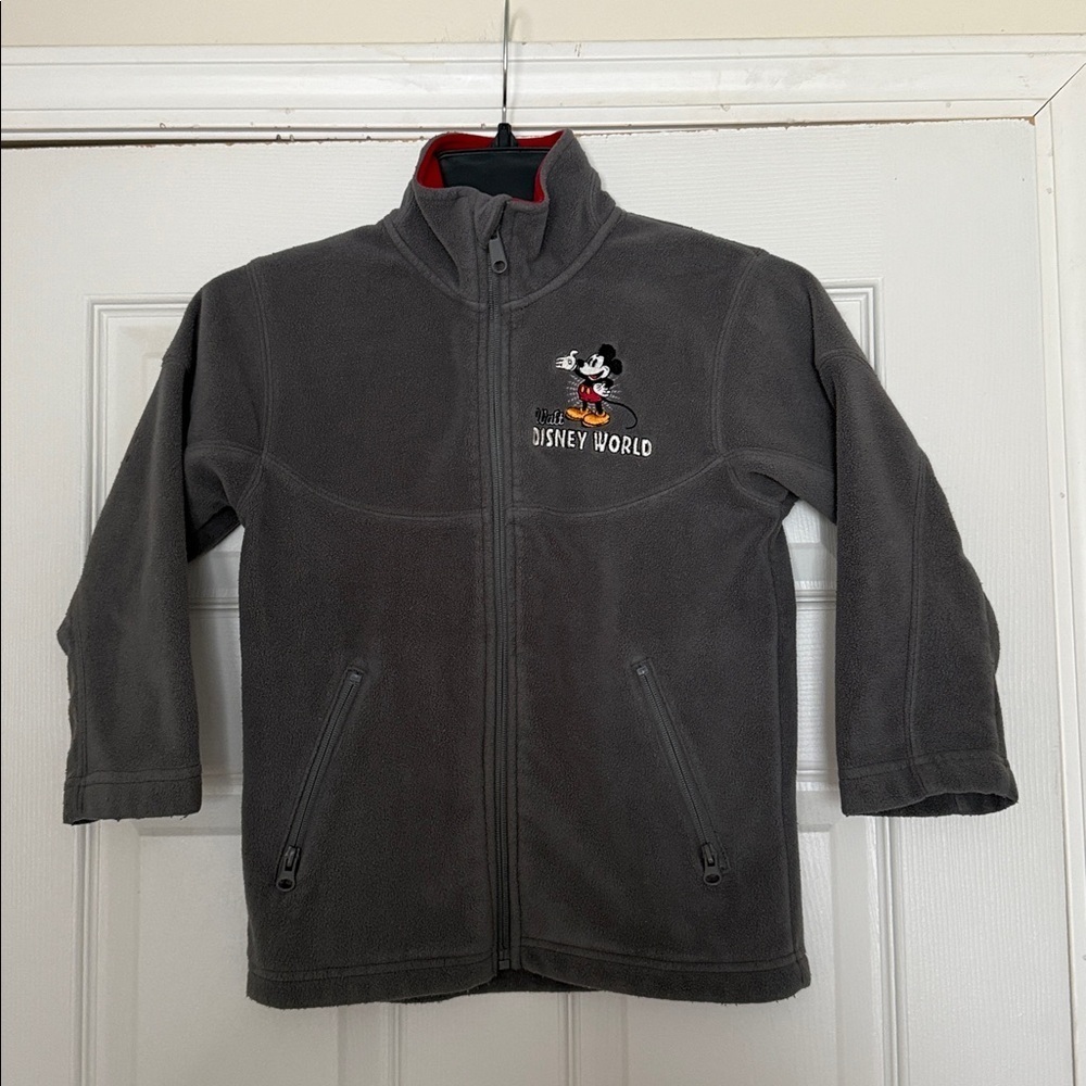 Disney World Kids Gray Fleece Zip Jacket Mickey “1971 The Original” Size S